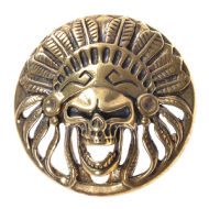 Metalen Leer Leder Lederen Applicatie/studs Indian Chief skull - Goudkleur